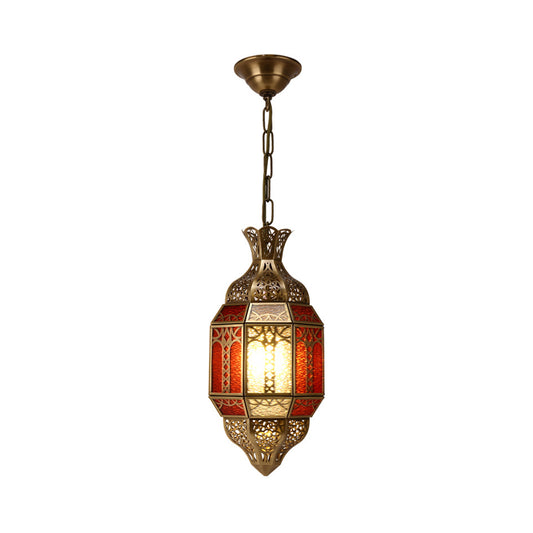 Brass 1 Bulb Suspension Lamp Arab Metal Lantern Ceiling Hang Fixture for Restaurant Clearhalo 'Ceiling Lights' 'Pendant Lights' 'Pendants' Lighting' 921115