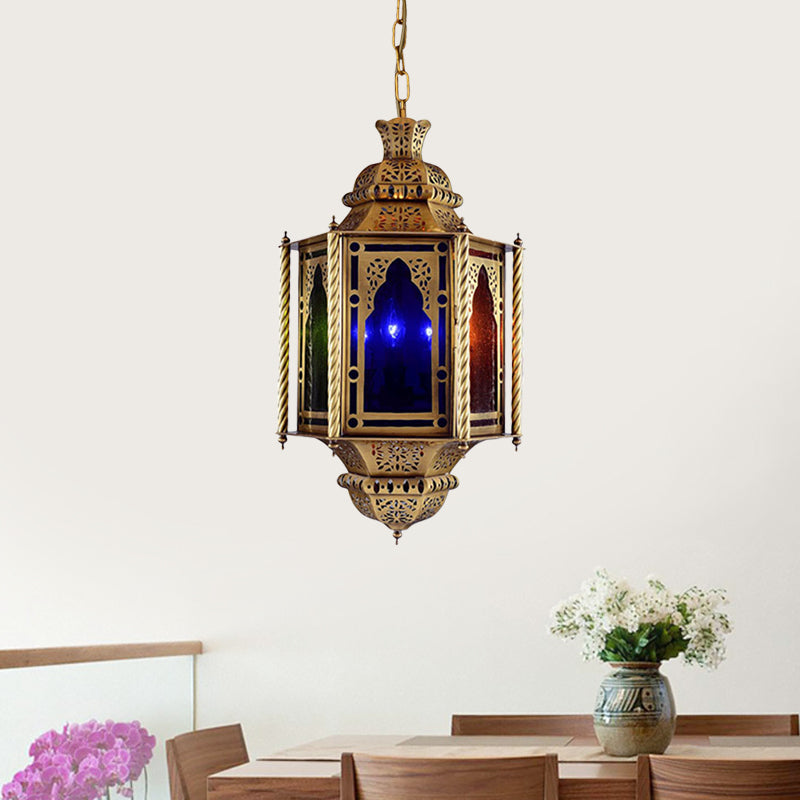 Lantern Restaurant Chandelier Arabian Metal 3 Bulbs Brass Suspended Lighting Fixture Clearhalo 'Ceiling Lights' 'Chandeliers' Lighting' options 921173