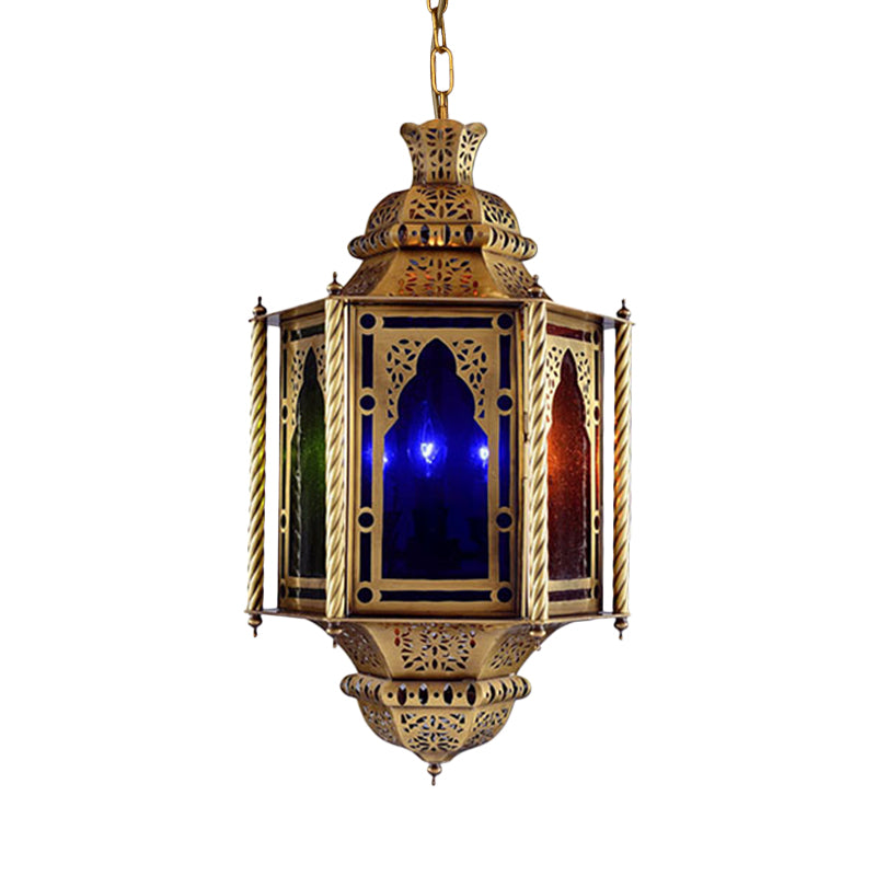 Lantern Restaurant Chandelier Arabian Metal 3 Bulbs Brass Suspended Lighting Fixture Clearhalo 'Ceiling Lights' 'Chandeliers' Lighting' options 921176