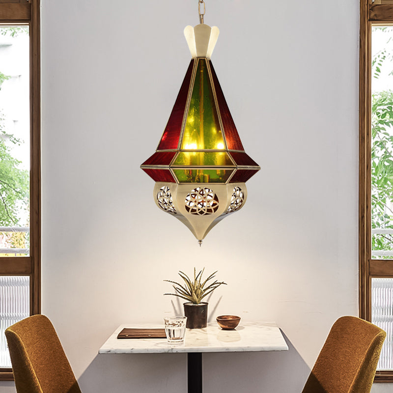 Metal Tapered Hanging Pendant Art Deco 3-Light Restaurant Ceiling Chandelier with Hollow Decor Clearhalo 'Ceiling Lights' 'Chandeliers' Lighting' options 921183