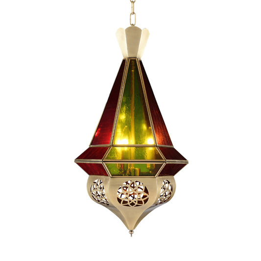 Metal Tapered Hanging Pendant Art Deco 3-Light Restaurant Ceiling Chandelier with Hollow Decor Clearhalo 'Ceiling Lights' 'Chandeliers' Lighting' options 921186