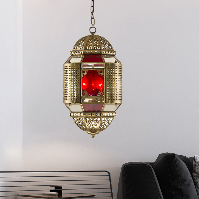 Brass Lantern Ceiling Pendant Southeast Asia Metal 3 Lights Restaurant Hanging Chandelier Clearhalo 'Ceiling Lights' 'Chandeliers' Lighting' options 921213