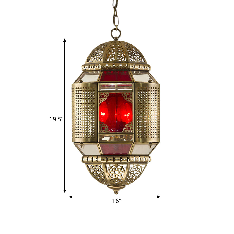 Brass Lantern Ceiling Pendant Southeast Asia Metal 3 Lights Restaurant Hanging Chandelier Clearhalo 'Ceiling Lights' 'Chandeliers' Lighting' options 921217