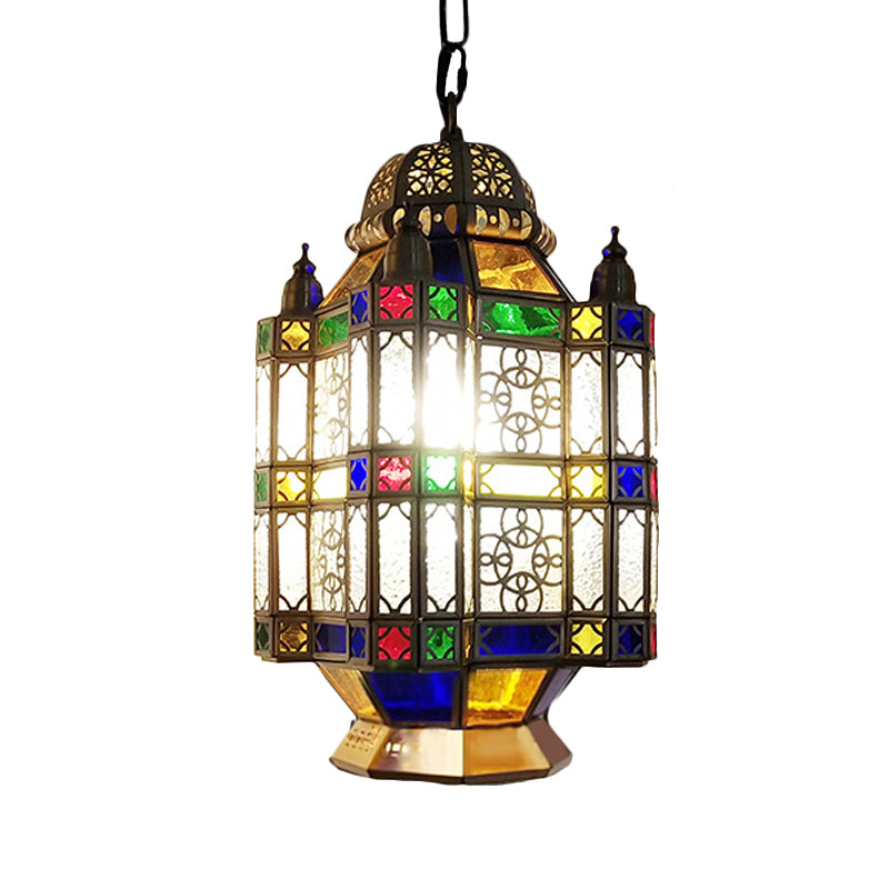 Frosted Glass Brass Chandelier Lantern 3 Heads Art Deco Suspension Pendant Light for Restaurant Clearhalo 'Ceiling Lights' 'Chandeliers' Lighting' options 921275