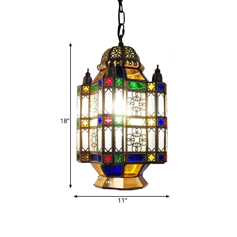 Frosted Glass Brass Chandelier Lantern 3 Heads Art Deco Suspension Pendant Light for Restaurant Clearhalo 'Ceiling Lights' 'Chandeliers' Lighting' options 921277