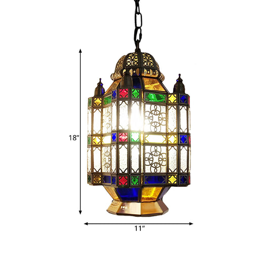 Frosted Glass Brass Chandelier Lantern 3 Heads Art Deco Suspension Pendant Light for Restaurant Clearhalo 'Ceiling Lights' 'Chandeliers' Lighting' options 921277