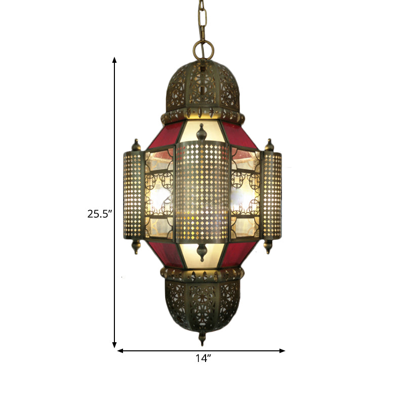 Arabian Lantern Pendant Lighting 3 Heads Metal Chandelier Light Fixture in Brass for Restaurant Clearhalo 'Ceiling Lights' 'Chandeliers' Lighting' options 921287