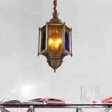 Stained Glass Brass Chandelier Lamp Lantern 3-Head Ceiling Pendant Light for Restaurant Clearhalo 'Ceiling Lights' 'Chandeliers' Lighting' options 921313