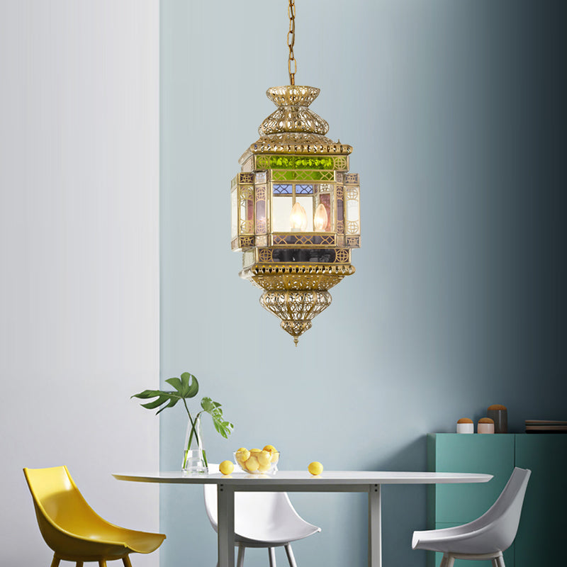 Cutout Restaurant Pendant Chandelier Arab Metal 3 Lights Brass Hanging Light Fixture Clearhalo 'Ceiling Lights' 'Chandeliers' Lighting' options 921354