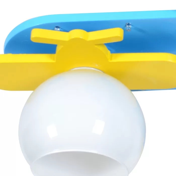 3 Bulbs Propeller Plane Ceiling Fixture Cartoon Wood Flush Mount Light in Blue for Kindergarten Clearhalo 'Ceiling Lights' 'Close To Ceiling Lights' 'Close to ceiling' 'Flush mount' Lighting' 92140