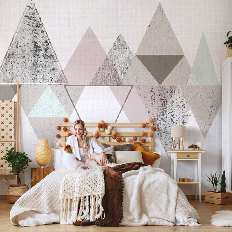 Modern Art Murals Fresh Color Harlequin and Geometries Full Size Wall Covering for Living Rooms Clearhalo 'Wall Decor' 'Wall Mural' 921519