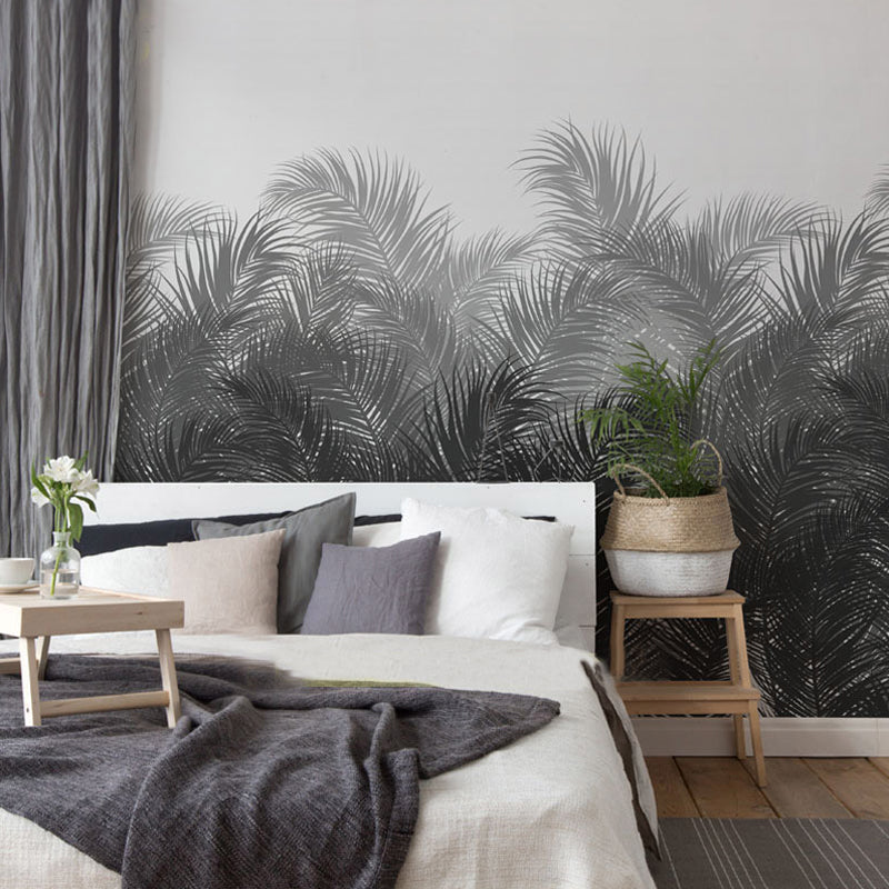 Big Illustration Nordic Mural Wallpaper for Living Room with Tree Pattern in Grey Clearhalo 'Wall Decor' 'Wall Mural' 921536