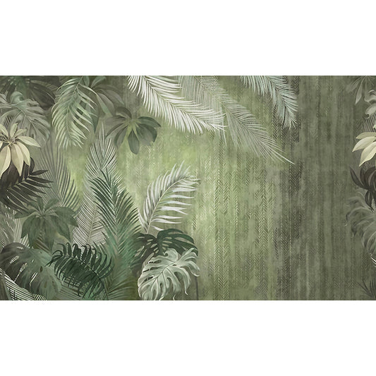 Extra Large Novelty Mural Wallpaper Soft Green Tropical Leaf Wall Decor, Personalized Size Available Clearhalo 'Wall Decor' 'Wall Mural' 921552