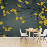 Illustration Style Autumn Leaf Mural Extra Large Wall Decor for Gallery, Personalized Size Available Clearhalo 'Wall Decor' 'Wall Mural' 921585