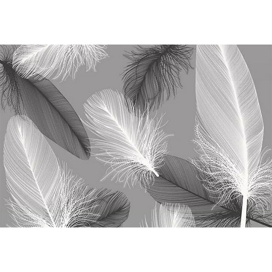 Whole Feather Mural for Living Room Fantasy Texture Wall Art in Grey, Stain-Resistant Clearhalo 'Wall Decor' 'Wall Mural' 921612