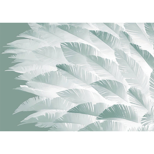 Whole Scandinavian Wall Decor Soft Green Feather Mural Wallpaper, Customized Size Available Clearhalo 'Wall Decor' 'Wall Mural' 921632