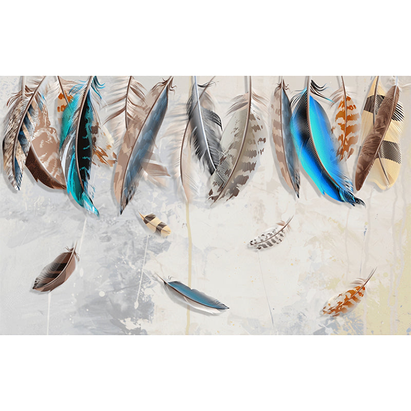 Light Feather Wall Art for Gallery, Pastel Color, Custom Size Available Clearhalo 'Wall Decor' 'Wall Mural' 921647