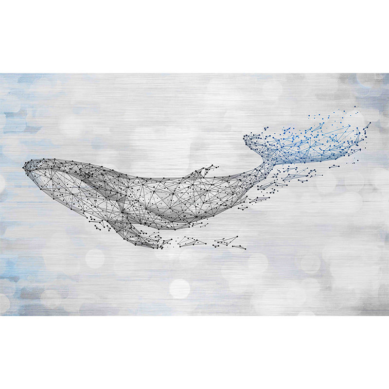 Extra Large Illustration Original Mural Wallpaper for Home Decoration with Whale Pattern in Blue and White Clearhalo 'Wall Decor' 'Wall Mural' 921682