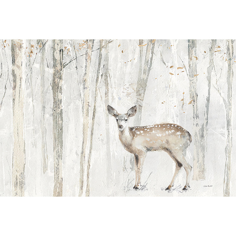 Personalized Illustration Nordic Mural Wallpaper for Living Room with Pewter Deer and Tree Clearhalo 'Wall Decor' 'Wall Mural' 921687