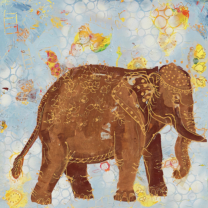 Non-Woven Material Large Mural Brown Cartoon Elephant Wall Art, Made to Measure Clearhalo 'Wall Decor' 'Wall Mural' 921702