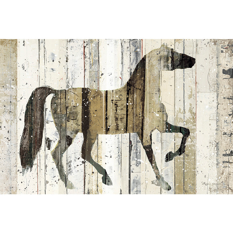 Big Modern Wall Decor Pastel Brown Horse and Stripe Mural Wallpaper, Personalized Size Available Clearhalo 'Wall Decor' 'Wall Mural' 921707