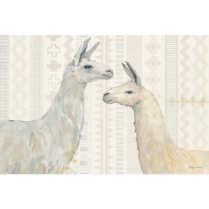 Cute Alpaca Mural Wallpaper for Kids Abstract Wall Covering in Grey and White, Custom-Printed Clearhalo 'Wall Decor' 'Wall Mural' 921717