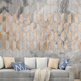 Giant Cool Mural for Gallery with Grid and Parrellelogram, Customized Size Available Clearhalo 'Wall Decor' 'Wall Mural' 921757