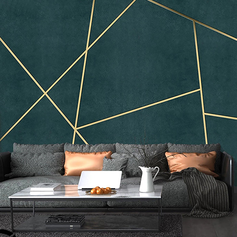 Contemporary Wall Murals for Fireplace, Geometries and Lines, Made to Measure Dark Green Clearhalo 'Wall Decor' 'Wall Mural' 921761