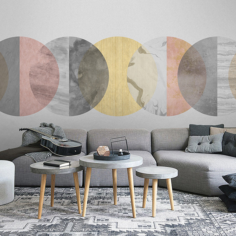 Modern Wall Mural Multi-color Stacked Circle Personalized Wall Decor, Extra Large Grey Clearhalo 'Wall Decor' 'Wall Mural' 921773