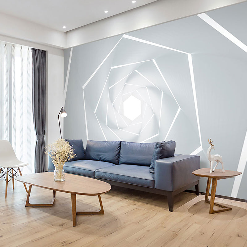 Illustration Style Big Wall Murals, 3D Endocentric Geometries Wall Covering for Gallery, Made to Measure Clearhalo 'Wall Decor' 'Wall Mural' 921920