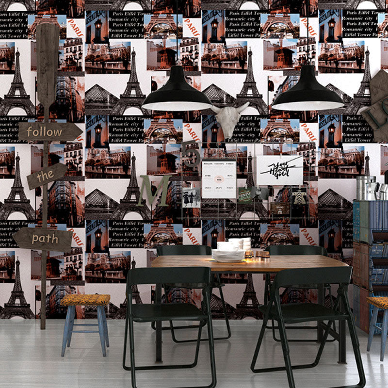 Stain-Resistant Non-Pasted Wall Decor Classic Eiffel Tower PVC Wallpaper in Natural Color Clearhalo 'Industrial wall decor' 'Industrial' 'Wallpaper' Wall Decor' 922151