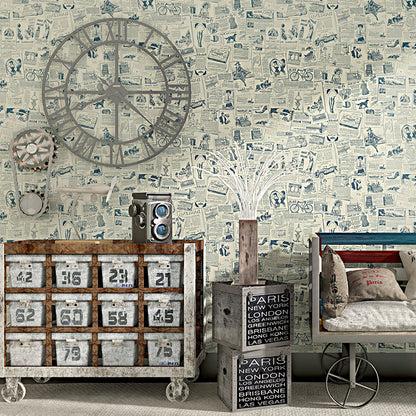 Non-Pasted Wallpaper 33' x 20.5" Traditional Newspaper Wall Decor for Coffee Shop Beige Clearhalo 'Industrial wall decor' 'Industrial' 'Wallpaper' Wall Decor' 922286