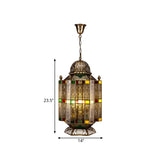 4 Bulbs Lantern Hanging Chandelier Arab Brass Metal Suspension Pendant Light for Restaurant Clearhalo 'Ceiling Lights' 'Chandeliers' Lighting' options 922441