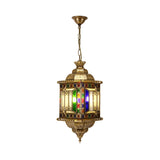 3-Light Ceiling Chandelier Arabian Lantern Metal Suspended Lighting Fixture in Brass for Restaurant Clearhalo 'Ceiling Lights' 'Chandeliers' Lighting' options 922444