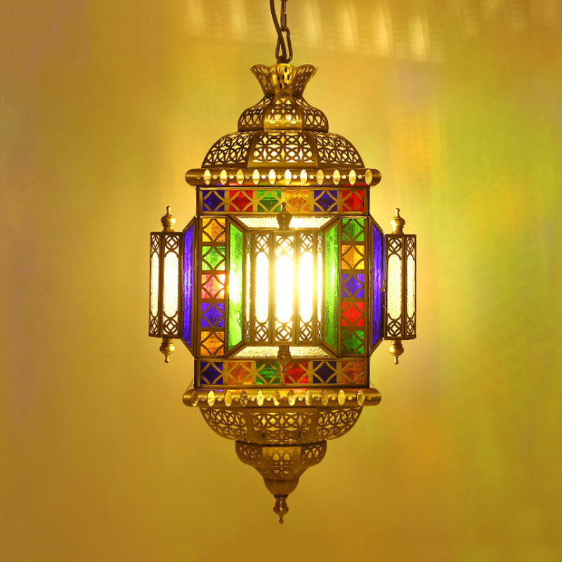 3-Light Ceiling Chandelier Arabian Lantern Metal Suspended Lighting Fixture in Brass for Restaurant Clearhalo 'Ceiling Lights' 'Chandeliers' Lighting' options 922445