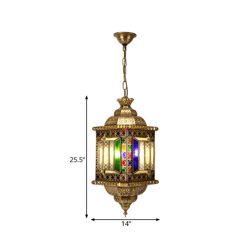 3-Light Ceiling Chandelier Arabian Lantern Metal Suspended Lighting Fixture in Brass for Restaurant Clearhalo 'Ceiling Lights' 'Chandeliers' Lighting' options 922446