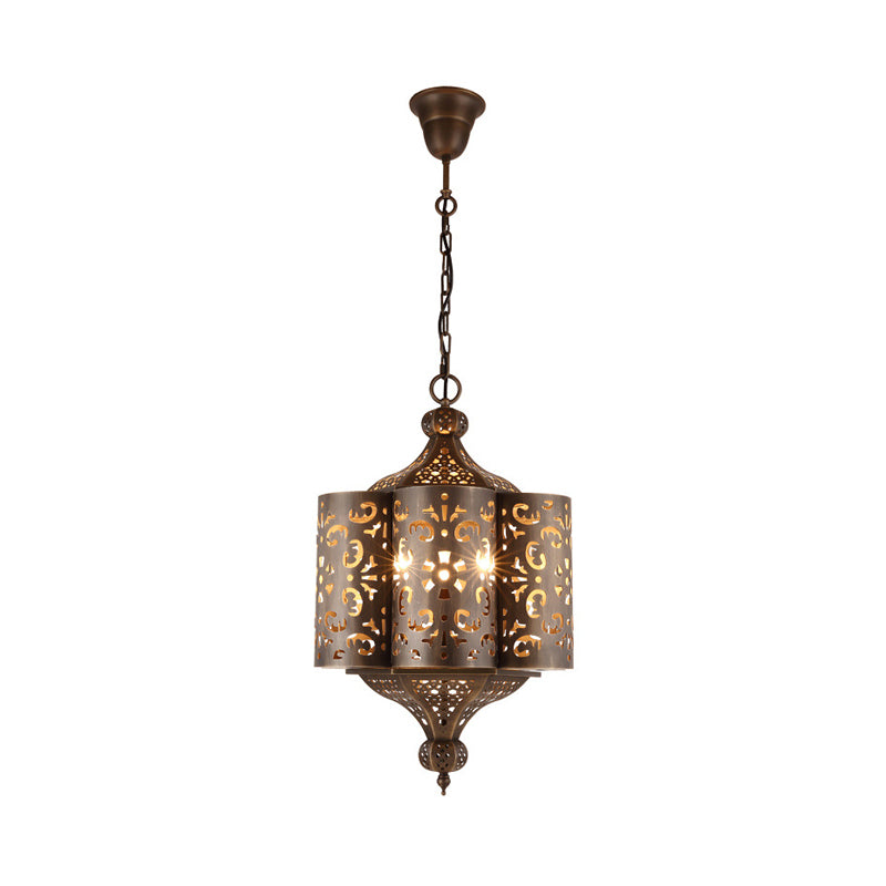 Cutout Metal Pendant Chandelier Arabian 6 Bulbs Restaurant Hanging Light Fixture in Brass Clearhalo 'Ceiling Lights' 'Chandeliers' Lighting' options 922464