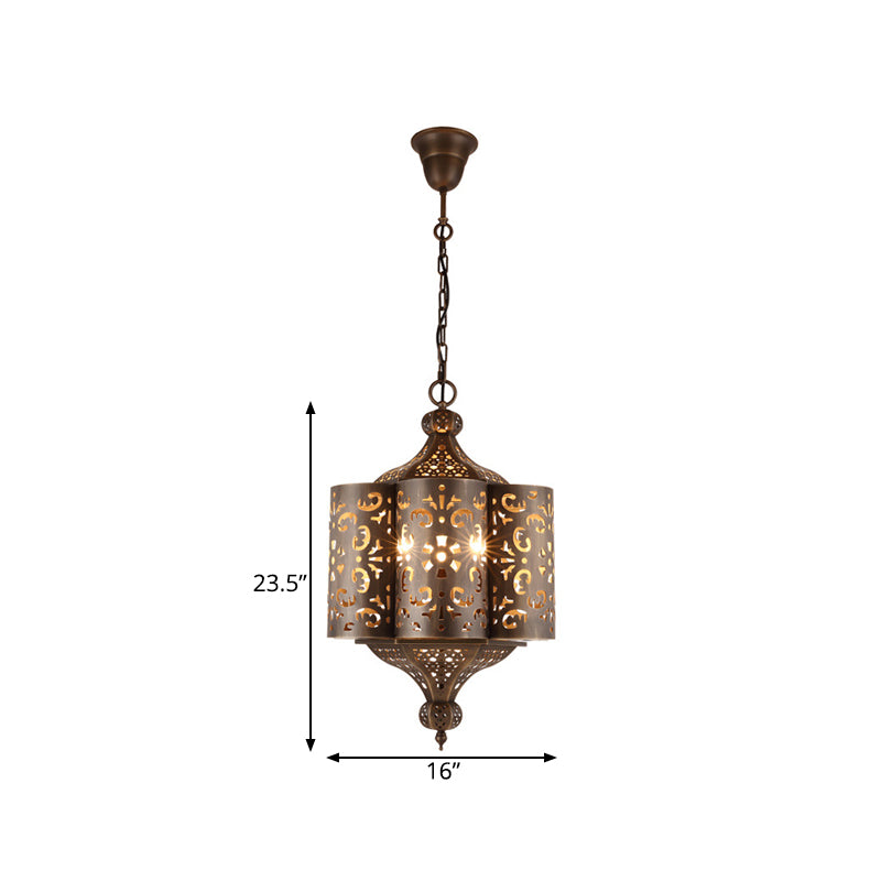 Cutout Metal Pendant Chandelier Arabian 6 Bulbs Restaurant Hanging Light Fixture in Brass Clearhalo 'Ceiling Lights' 'Chandeliers' Lighting' options 922466