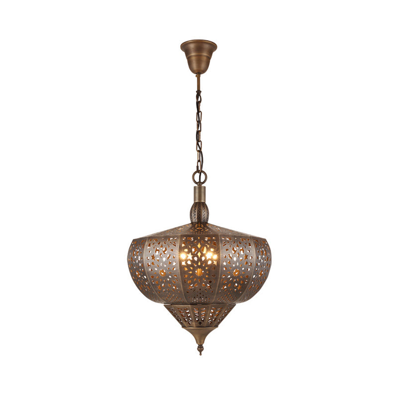 Bronze Cutout Suspension Lamp Vintage Metal 4 Heads Restaurant Chandelier Pendant Light Clearhalo 'Ceiling Lights' 'Chandeliers' Lighting' options 922489