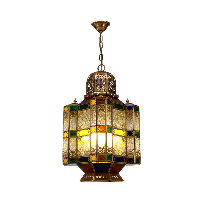 Art Deco Lantern Ceiling Lamp 6-Bulb Metal Chandelier Pendant Light in Brass for Restaurant Clearhalo 'Ceiling Lights' 'Chandeliers' Lighting' options 922494