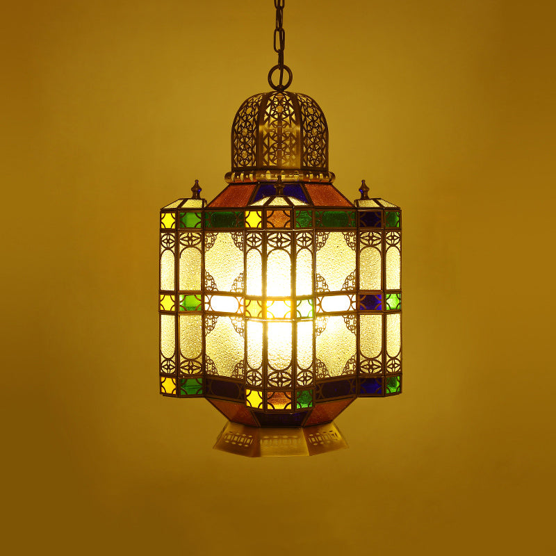 Art Deco Lantern Ceiling Lamp 6-Bulb Metal Chandelier Pendant Light in Brass for Restaurant Clearhalo 'Ceiling Lights' 'Chandeliers' Lighting' options 922495