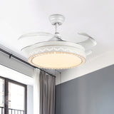 Crystal Drum Ceiling Fan Lamp Contemporary 4 Blades Dining Room Semi Flush Mount Light Fixture in Gold, 19.5" Width Clearhalo 'Ceiling Fans with Lights' 'Ceiling Fans' Lighting' 923798