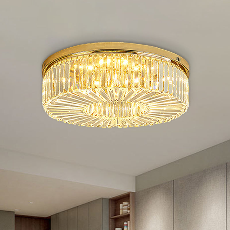 Drum LED Flush Mount Ceiling Light Simplicity Gold Crystal Flush Mount Recessed Lighting for Bedroom Gold Clearhalo 'Ceiling Lights' 'Close To Ceiling Lights' 'Close to ceiling' 'Flush mount' Lighting' 923899