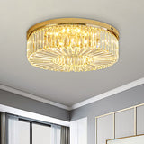 Drum LED Flush Mount Ceiling Light Simplicity Gold Crystal Flush Mount Recessed Lighting for Bedroom Clearhalo 'Ceiling Lights' 'Close To Ceiling Lights' 'Close to ceiling' 'Flush mount' Lighting' 923900