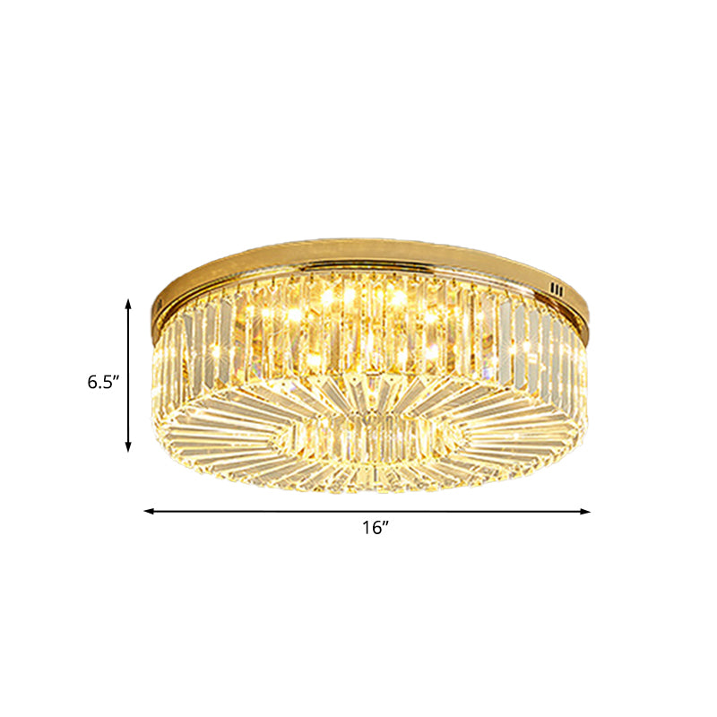 Drum LED Flush Mount Ceiling Light Simplicity Gold Crystal Flush Mount Recessed Lighting for Bedroom Clearhalo 'Ceiling Lights' 'Close To Ceiling Lights' 'Close to ceiling' 'Flush mount' Lighting' 923902