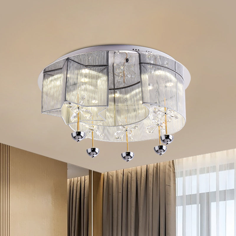 Fabric Red/Silver Ceiling Mount Light Crescent and Star Modern LED Flushmount with Crystal Decor Clearhalo 'Ceiling Lights' 'Close To Ceiling Lights' 'Close to ceiling' 'Flush mount' Lighting' 923952