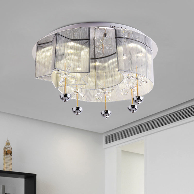 Fabric Red/Silver Ceiling Mount Light Crescent and Star Modern LED Flushmount with Crystal Decor Clearhalo 'Ceiling Lights' 'Close To Ceiling Lights' 'Close to ceiling' 'Flush mount' Lighting' 923953