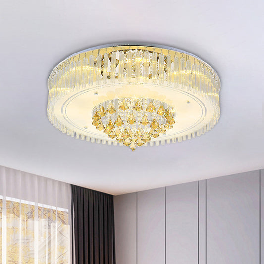 Hollowed Out Drum LED Flush Ceiling Light Modernism Clear Crystal Flush Mount Lighting Fixture Clear Clearhalo 'Ceiling Lights' 'Close To Ceiling Lights' 'Close to ceiling' 'Flush mount' Lighting' 923975