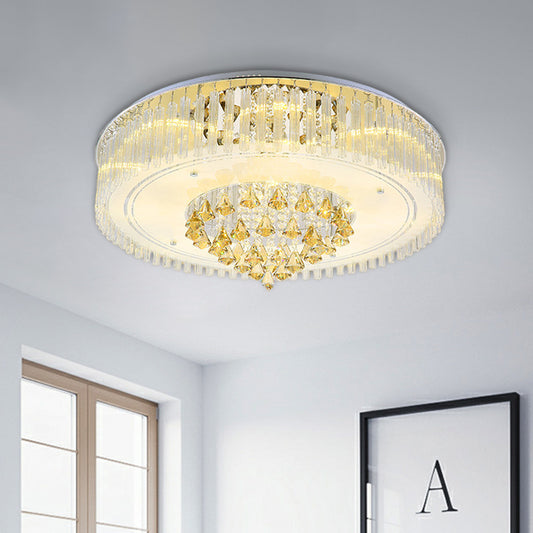 Hollowed Out Drum LED Flush Ceiling Light Modernism Clear Crystal Flush Mount Lighting Fixture Clearhalo 'Ceiling Lights' 'Close To Ceiling Lights' 'Close to ceiling' 'Flush mount' Lighting' 923976