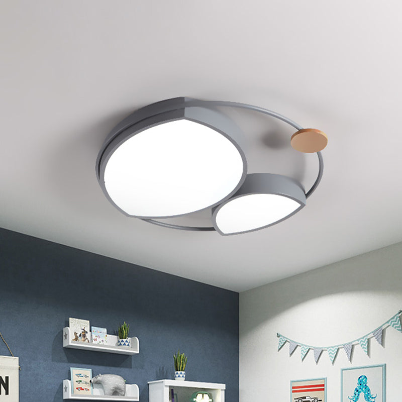 Grey Finish Arc Ceiling Flush Nordic Style LED Metal Flush Mount Lamp Fixture for Bedroom Grey Clearhalo 'Ceiling Lights' 'Close To Ceiling Lights' 'Close to ceiling' 'Flush mount' Lighting' 923999